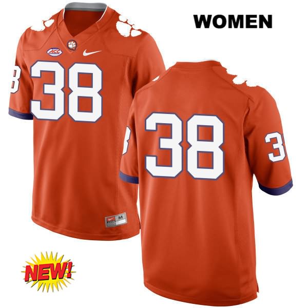 Women's Clemson Tigers #38 Amir Trapp Stitched Orange New Style Authentic Nike No Name NCAA College Football Jersey TOC8346JH